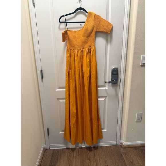 SWF Asymmetric Golden Yellow Maxi Dress vacation Wedding Guest size S NWOT - Picture 5 of 7